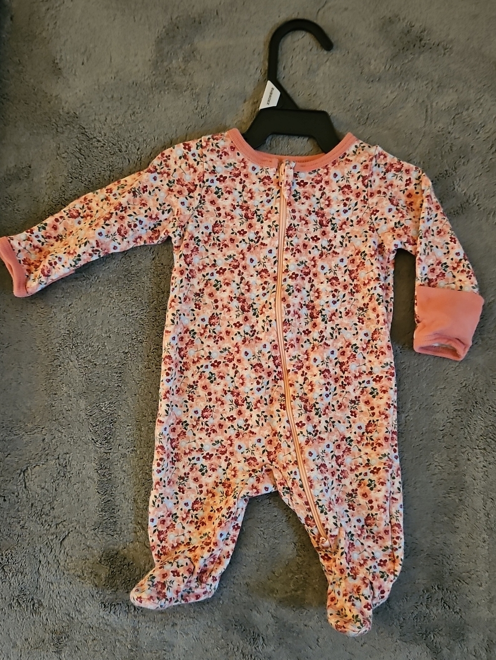 wonder nation Pink Floral Zip-Front Footed One-Piece